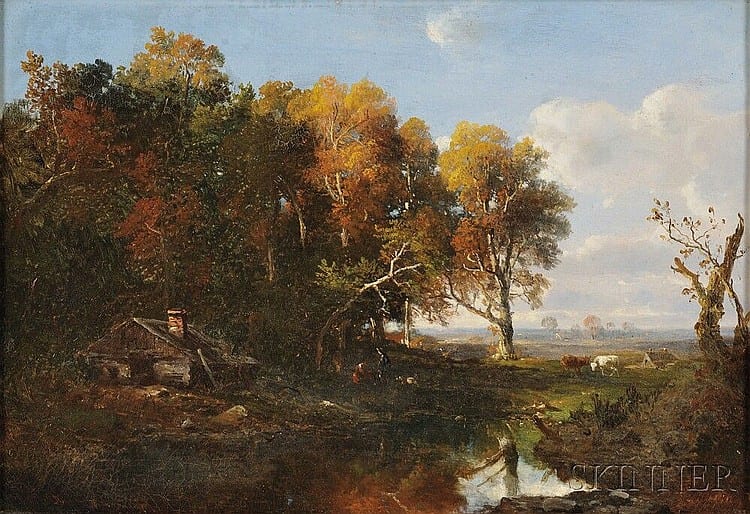 Régis François Gignoux comparable auction result: r gis fran ois gignoux french 1816 1882 autumn landscape with cows signed r gignoux l l condition scattered minor paint losse