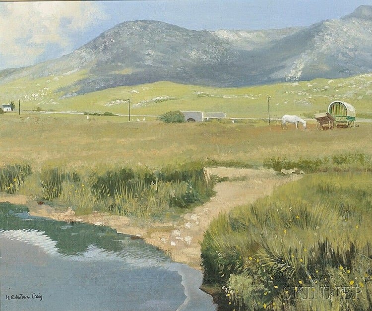 Henry Robertson Craig comparable auction result: henry robertson craig scottish 1916 1984 the road to leenane signed h robertson craig l l titled and signed h robertso