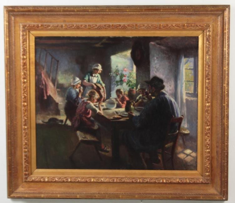M. SILBERT, 19TH C. INTERIOR SCENE OIL ON CANVAS PAINTING sold by Clements, lot 172 — auction record photograph
