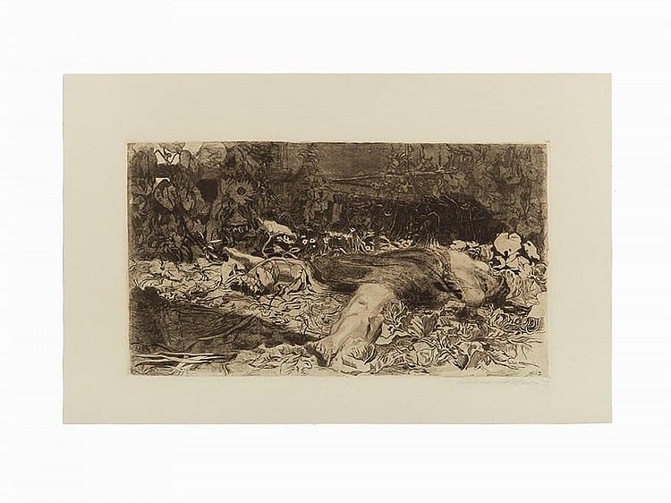 Käthe Kollwitz, Etching, 'Vergewaltigt (Raped)', 1907 (1921) sold by Auctionata US, lot 17 — auction record photograph
