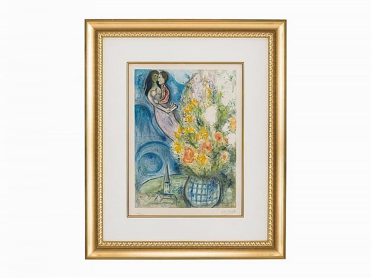 Marc Chagall (after), Color Lithograph, Les Coquelicots, 1949 sold by Auctionata US, lot 38 — auction record photograph