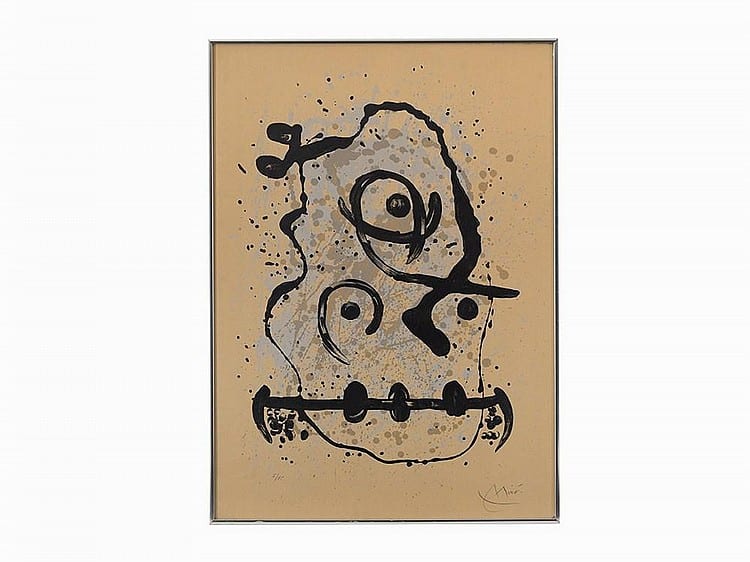 Joan Miró, Lithograph, 'L'Homme polyglot-sable', Spain, 1969 sold by Auctionata US, lot 57 — auction record photograph