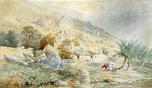 Thomas Lindsay comparable auction result: thomas lindsay british 1793 1861 hillside cottage with milkmaid and cows