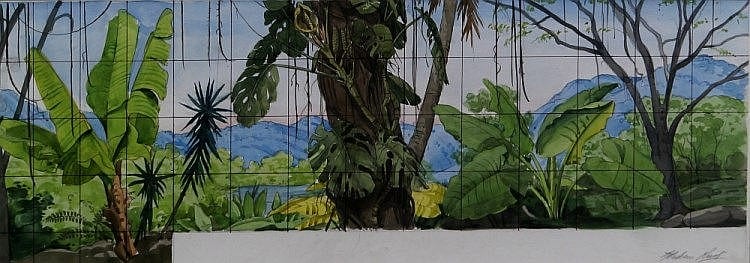 Graham Rust comparable auction result: graham rust british b 1942 the jungle wall frontispiece 1979 watercolour pen and ink on sq