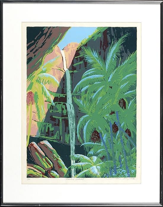 John Millington comparable auction result: john millington b 1942 pages pinnacle no 1 1981 hinterland waterfall 2 silkscreen ed 17 25 7 12