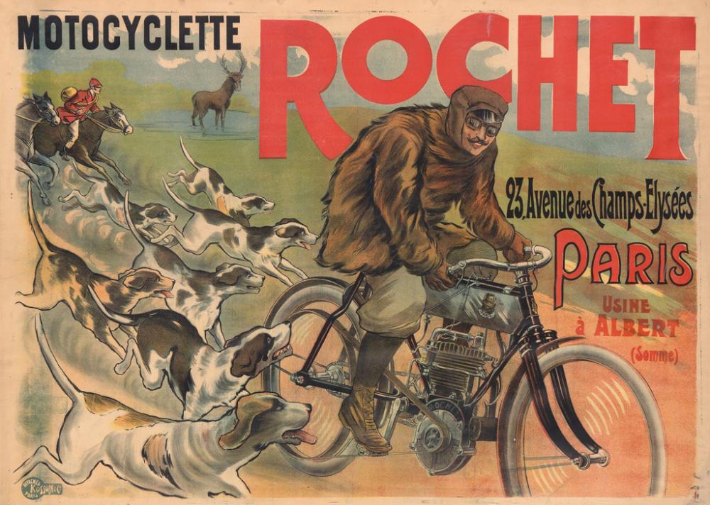 philippe chapellier dates unknown motocyclette rochet circa 1898 36x50 inches 93x128 cm kossuth cie paris · Swann Auction Galleries · 2015-02-12 Philippe Chapellier comparable auction result: philippe chapellier dates unknown motocyclette rochet circa 1898 36x50 inches 93x128 cm kossuth cie paris