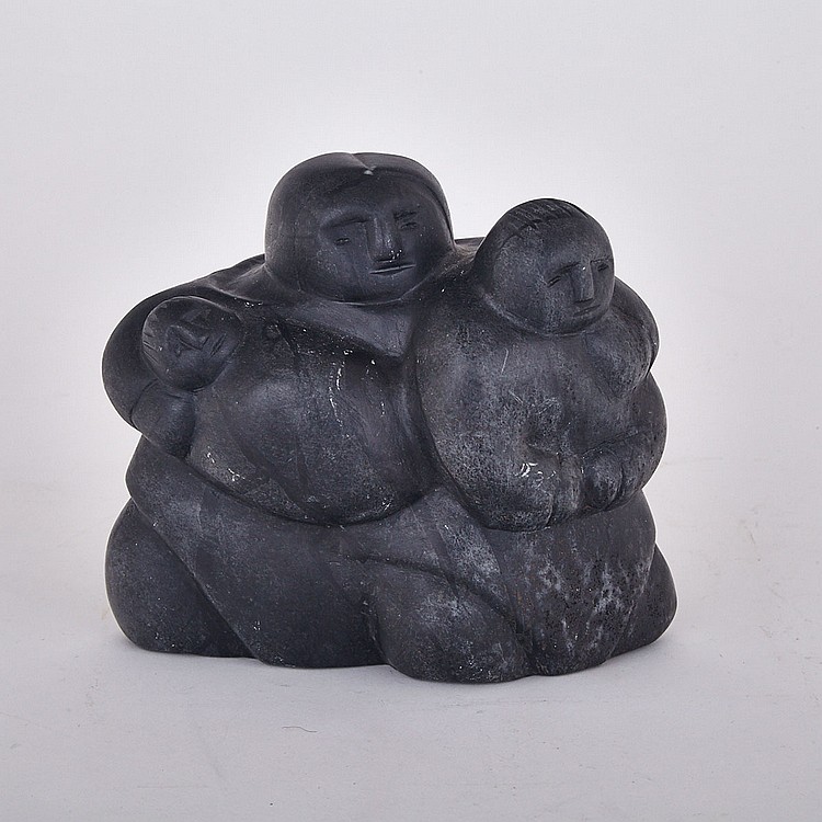 Camille Iquliq comparable auction result: camille iquliq 1962 2005 mother holding her children stone 6 x 6 5 x 5 5 15 2 x 16 5 x 14 cm