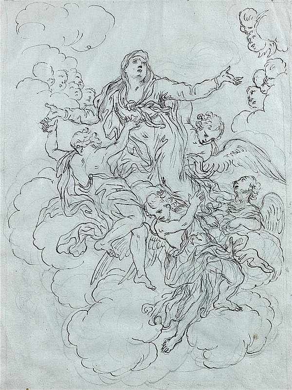 Giacinto Calandrucci comparable auction result: giacinto calandrucci palermo 1646 1707 l ascension de la vierge plume et encre noire sur traits de crayon noir 25 5 x 19 5 cm
