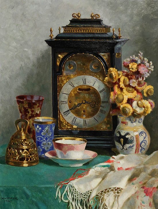 Karl Viktor Mayr comparable auction result: karl viktor mayr austrian 1882 1974 still life with carriage clock