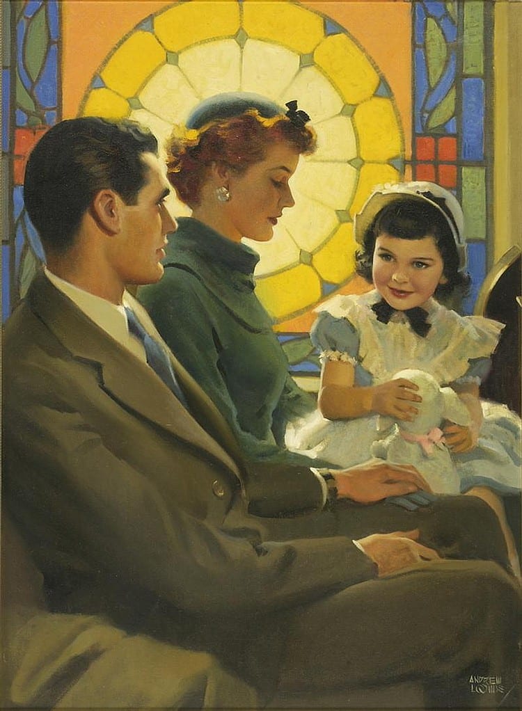 Andrew Loomis comparable auction result: andrew loomis american 1892 1959 my cup runneth over oil on canvas 32 x 24 framed