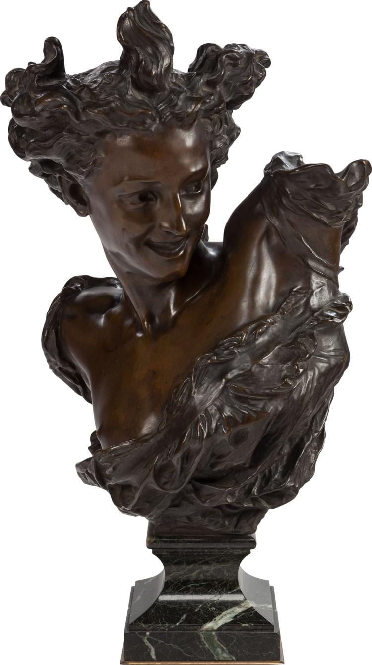 Jens Adolph Jerichau comparable auction result: a french patinated bronze bust and marble base after je