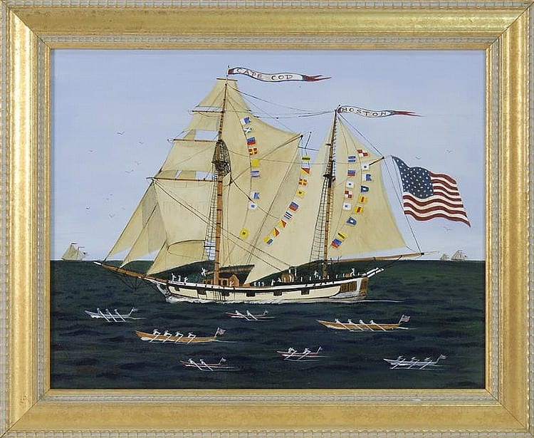 Dorie Cook comparable auction result: dorie cook american contemporary the ship parade to boston acrylic on canvas 15 x 19 framed
