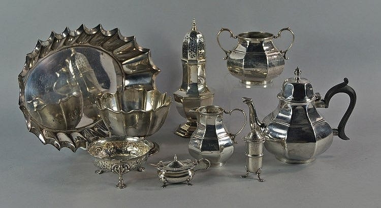 A Victorian silver bachelors tea service sold by Roseberys, lot 224 — auction record photograph