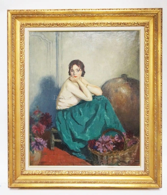William Albert F. Ablett comparable auction result: william albert ablett paris 1877 1937 oil painting on canvas of a seated woman with flowers 20 1 2 x 25 inches