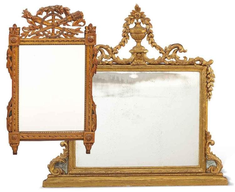 A LOUIS XVI GREEN-PAINTED AND GILTWOOD MIRROR sold by Christie's, lot 222 — auction record photograph