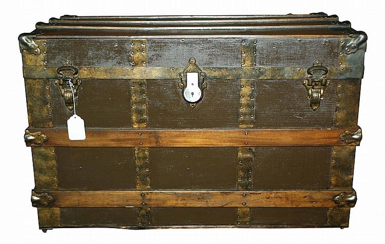 Trunk, Steamer, Oak & Brass Bound, late 19th C sold by Louis J. Dianni, LLC, lot 2040 — auction record photograph