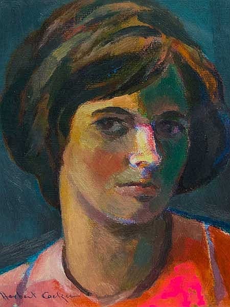 Herbert Coetzee comparable auction result: herbert coetzee sa 1921 2008 oil meisie in rooi signed 25 x 20