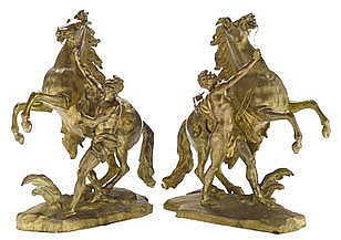 a pair of gilt bronze models of the marley horses · Bonhams · 2013-10-28 Guillaume (1677) Coustou comparable auction result: a pair of gilt bronze models of the marley horses