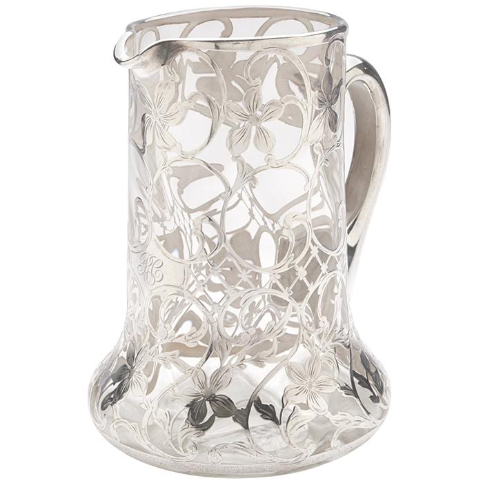 American Art Glass pitcher 7"w x 7.5"h sold by Toomey & Co. Auctioneers, lot 386 — auction record photograph