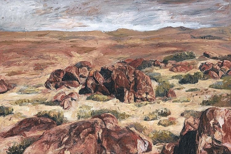 Johann Louw comparable auction result: johann louw karoo landscape