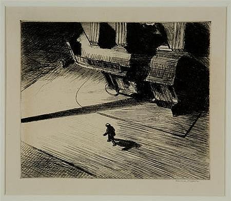 Edward Hopper NIGHT SHADOWS Etching sold by Doyle New York, lot 2234 — auction record photograph