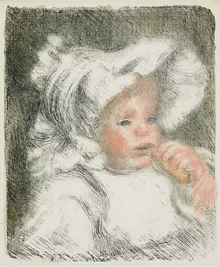 Pierre-Auguste Renoir L'ENFANT AU BISCUIT Color lithograph sold by Doyle New York, lot 2355 — auction record photograph