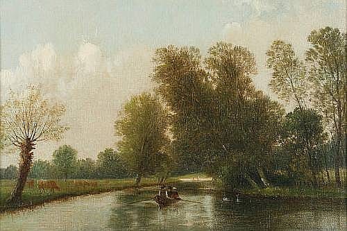 Edward Littlewood comparable auction result: edward littlewood british 1863 1896 on the backwaters norwich 22 x 31cm 8 1 2 x 12in