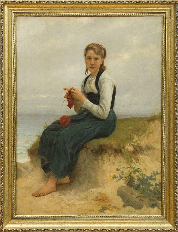 François-Alfred Delobbe comparable auction result: alfred delobbe 1835 1915 20 girl knitting