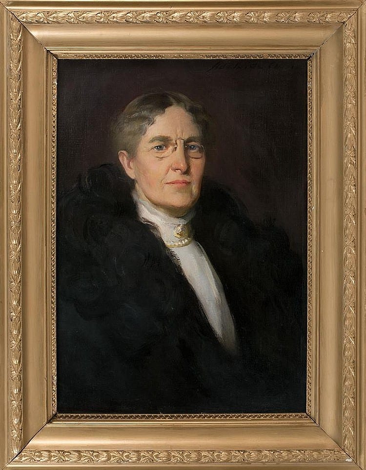 Adelaide Cole Chase comparable auction result: adelaide cole chase american 1868 1944 portrait of a woman with glasses oil on canvas 28 x 21 framed