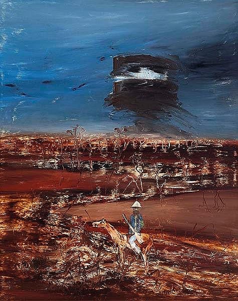 SIDNEY NOLAN (1917-1992) Ned Kelly and Mounted Trooper 1995 sold by Menzies, lot 40 — auction record photograph