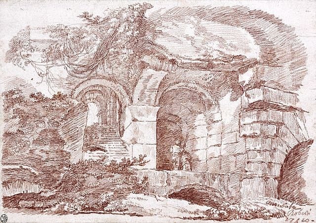 Jean-Robert Ango comparable auction result: jean robert ango rome 1773 ruines anim es de personnages sanguine