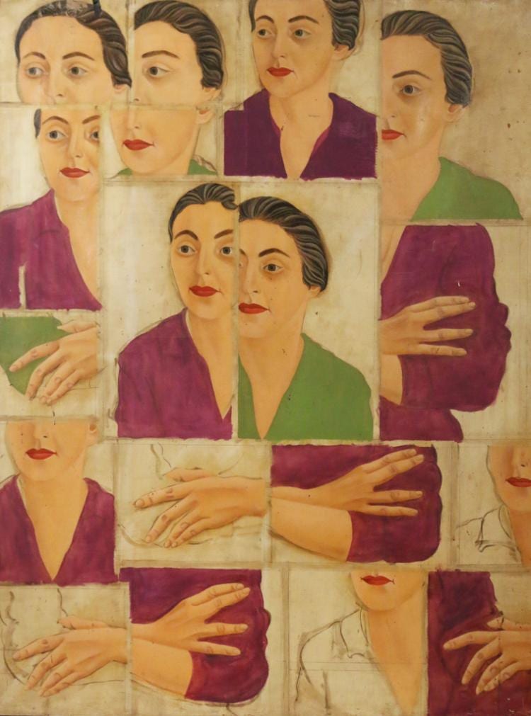 Barbara Adrian comparable auction result: barbara adrian american 1931 2014 multi faces