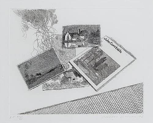 David Hockney R.A. (British, born 1937) For John Constable Etching, 1976, on Crisbrook handmade paper, signed, dated and numbered 'AP XVIII/XX' in pencil, aside from the numbered edition of 100, printed by Dany Levy, published by Bernard Jacobson; sold by Bonhams, lot 265 — auction record photograph