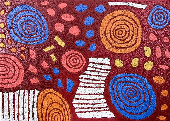 Maisie Ward Napaltjarri comparable auction result: maisie ward napaltjarri rock holes acrylic on canvas