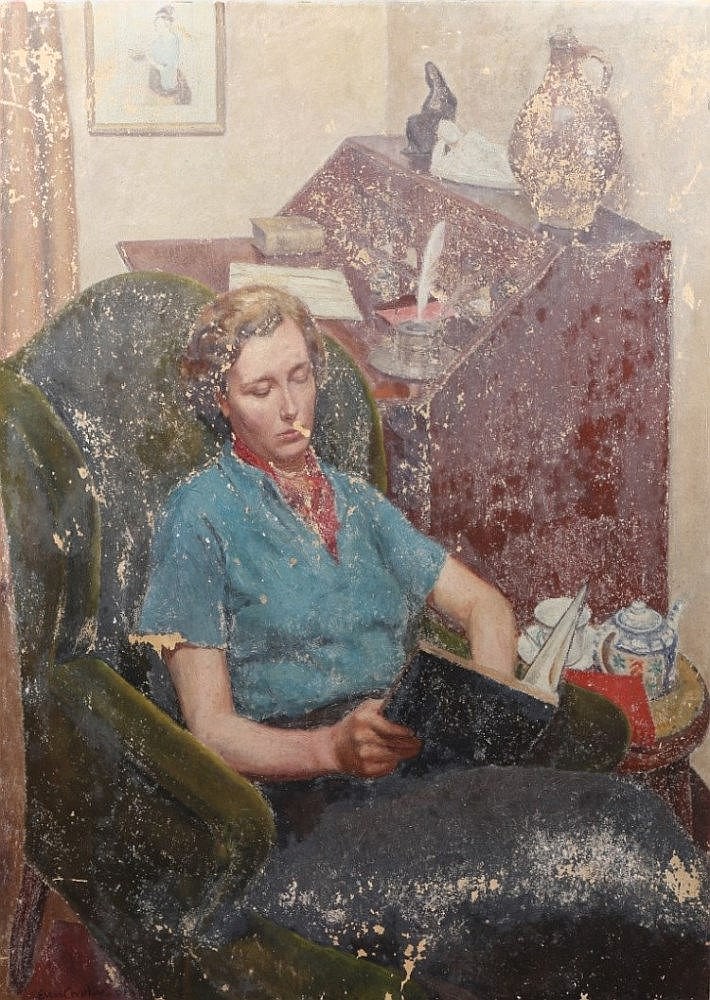 Evan Charlton comparable auction result: evan charlton 1904 1984 seated lady reading 19