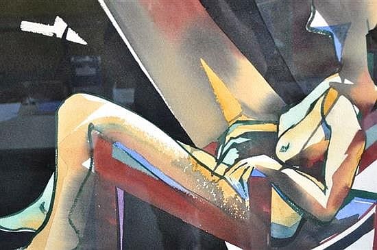 Ashley John Manley comparable auction result: ashleigh john manley b 1949 australia seated female nude watercolour