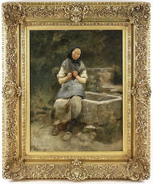 Louis Mettling comparable auction result: louis mettling seated woman oil on panel