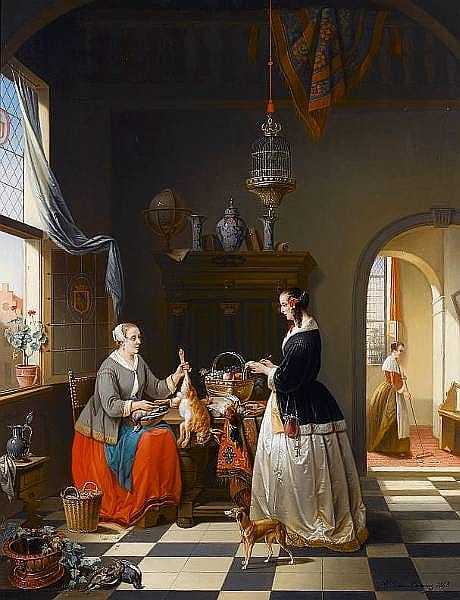 Alexis van Hamme comparable auction result: alexis van hamme belgian 1818 1875 in the kitchen 73 x 57 cm 28 3 4 x 22 1 2 in