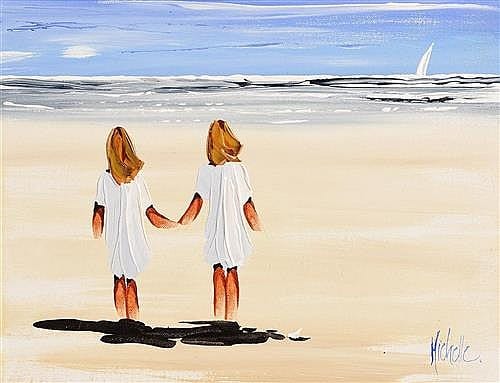 Michelle Carlin comparable auction result: michelle carlin 20th 21st century sisters on the beach