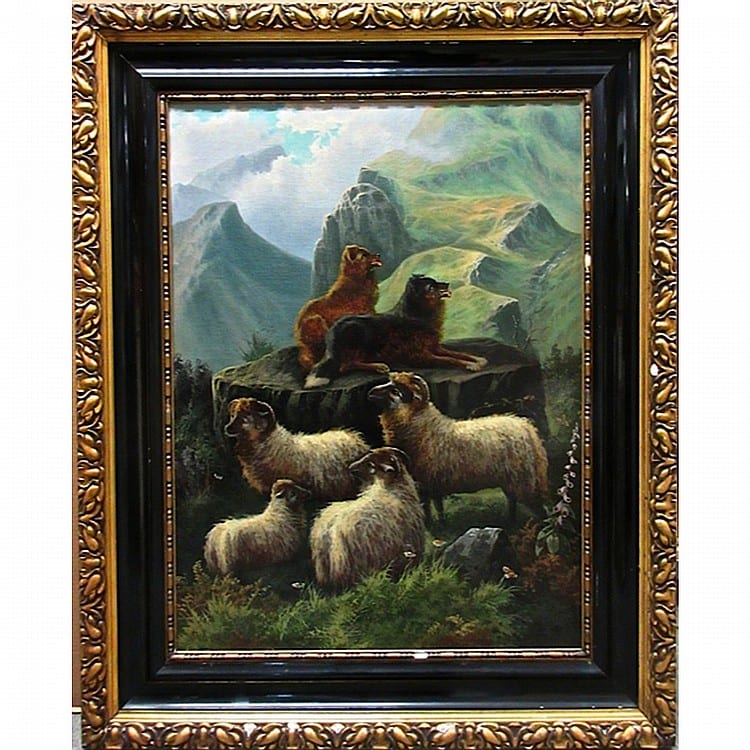 Cedric Gray comparable auction result: cedric gray british 19th century landscape with sheep and dogs oil on canvas signed lower left relined 35 5 x 26 5 90 2 x 67 3 cm
