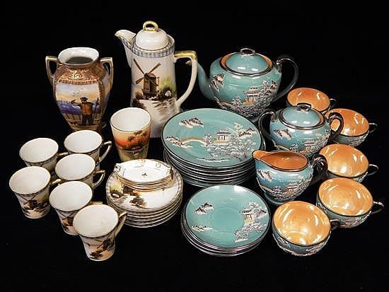 ASIAN: 20th C. Japanese porcelain, two tea sets, forty pieces: thirteen-piece partial coffee service, white ground with hand-painted... sold by Winter Associates, Inc., lot 227 — auction record photograph