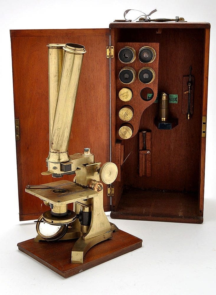 a 19th century glass binocular microscope by cha · Anderson-Garland · 2015-03-26 Charles van der Stappen comparable auction result: a 19th century glass binocular microscope by cha