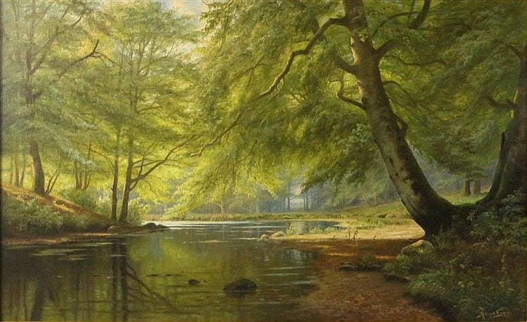 August Jacobsen comparable auction result: august julius jacobsen norwegian 1868 1955 wooded landscape with river oil on canvas 30 x 49 in