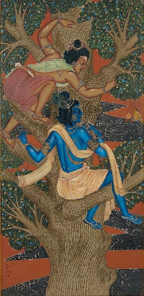 Nandalal Bose 1882 1966 Krishna and Subal First Meeting Radha comparable sale