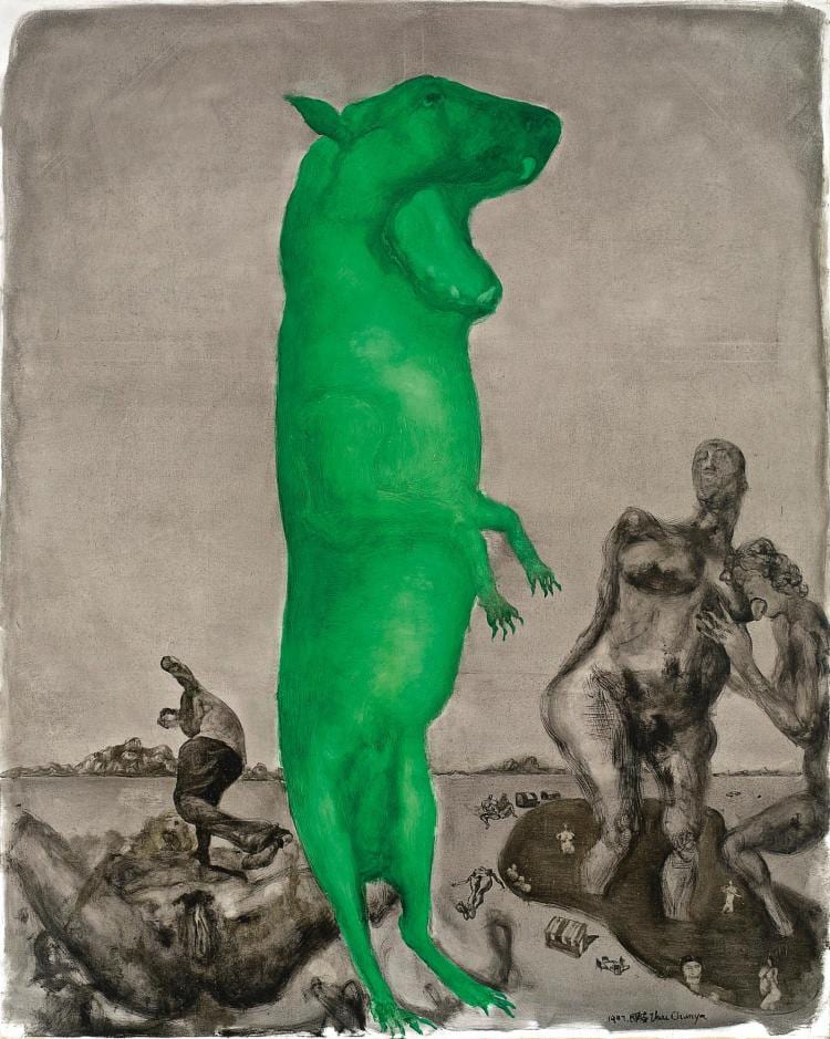 ZHOU CHUNYA | Lovers under the Moon (Green Dog No. 2) comparable sale