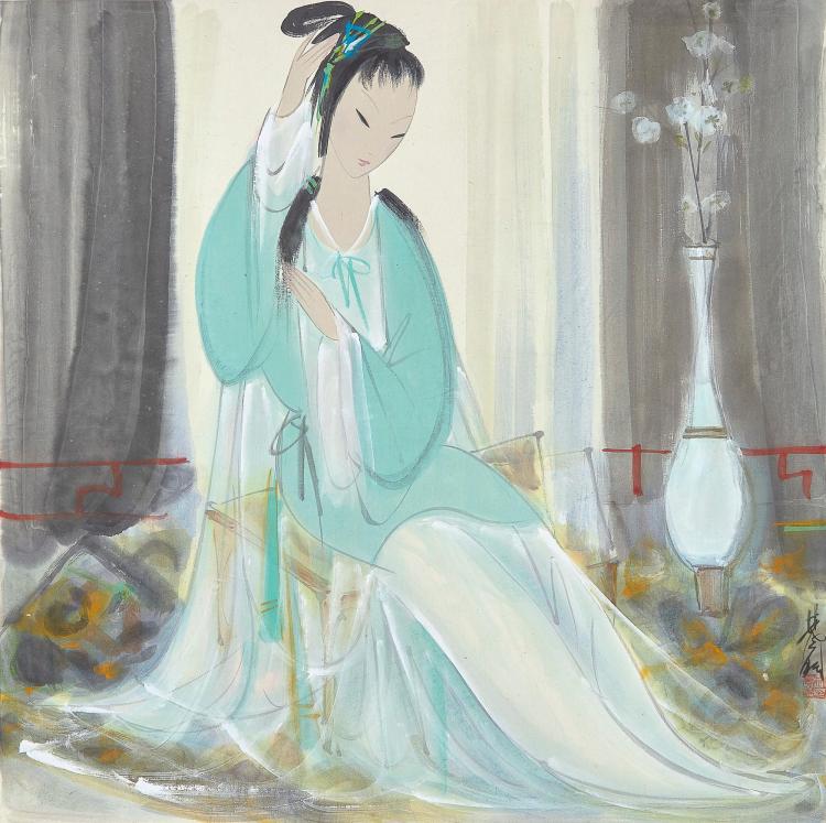 Lin Fengmian (1900-1991) | Lady Tidying Hair comparable sale