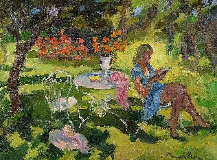 Olga Mischkine comparable auction result: olga mischkine 1910 1985 femme dans un jardin huile sur toile