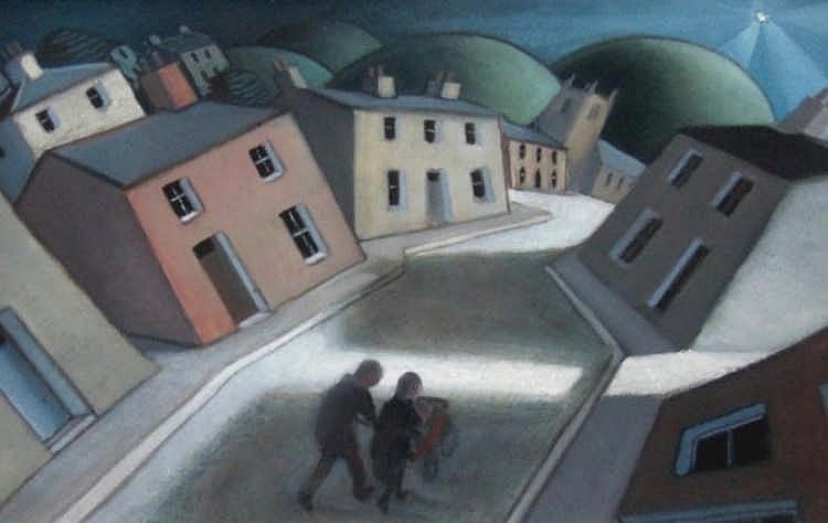Jonathan Wade comparable auction result: jonathan wade 1941 1973 travellers oil on boar