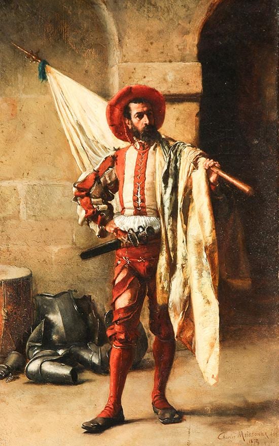 Charles Meissonier comparable auction result: jean charles meissonier french 1848 1917 cavalier oil on panel 15 x 10 in