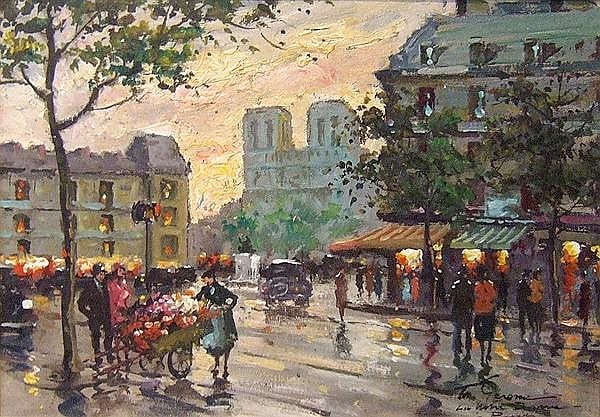 Francois Gerome Paris Street Scene Oil/Canvas sold by Ripley Auctions, lot 210 — auction record photograph